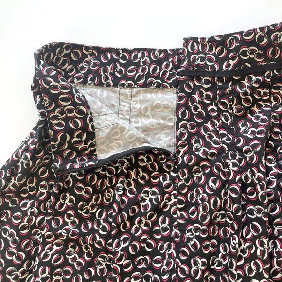 Ann Taylor Loft Black Red Geometric Pleated Circle Skirt Sz 6 - Picture 4 of 7